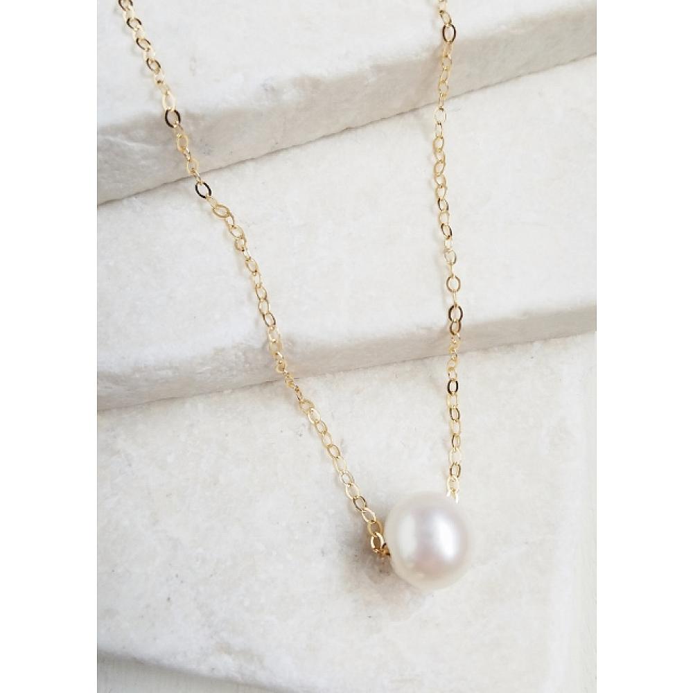 Sosie Designs Jewelry Wholesale Handmade Gold Floating White Pearl Necklace