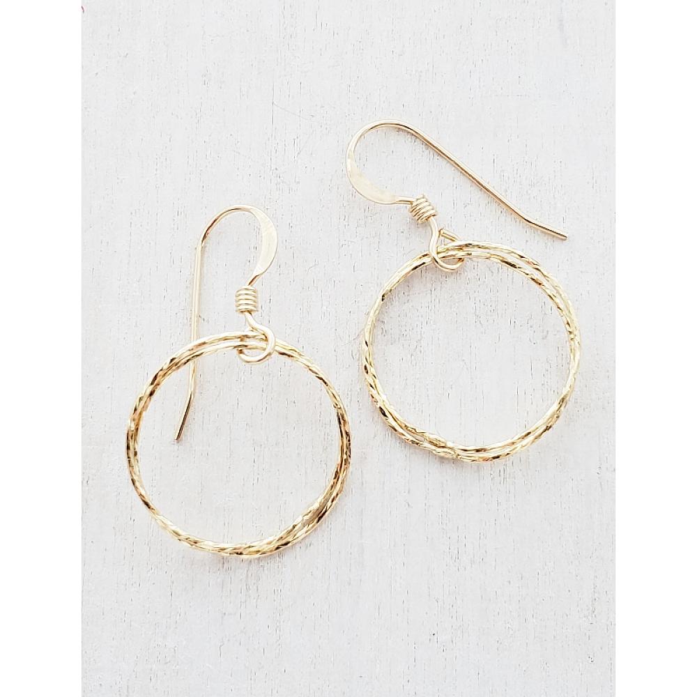 Gold Diamond Cut Circle Earrings - wholesale gold earrings by Sosie Designs