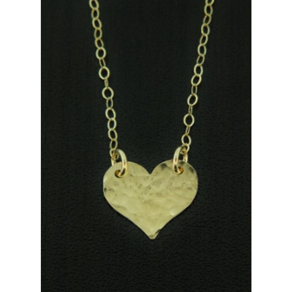 Large Hammered 14K Gold Heart Pendant - Apples of Gold Jewelry