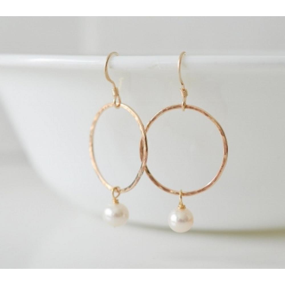 Gold Filled Two's Company Hammered Circle Earrings