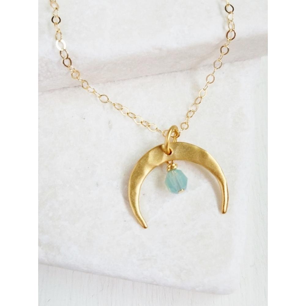 Opalescent Crystal Moon Necklace