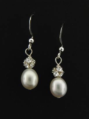 Pearl Pave Earrings in White