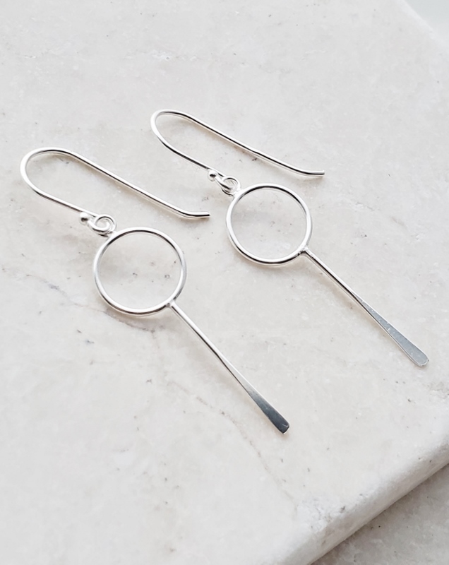 Silver Circle Paddle Earrings