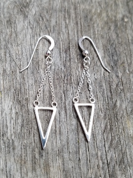 Silver Dangle Triangle Earrings