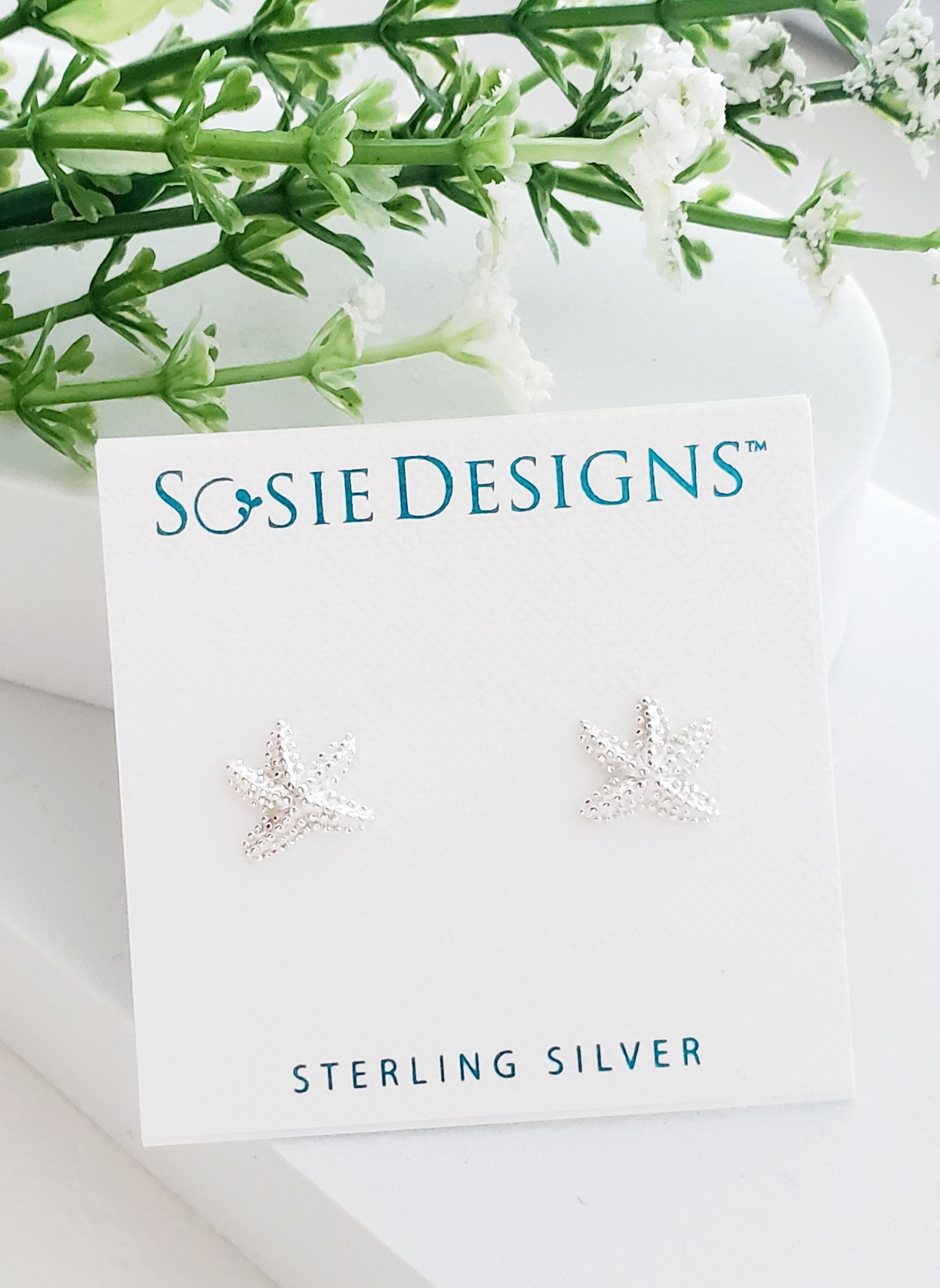 Silver Textured Starfish Studs