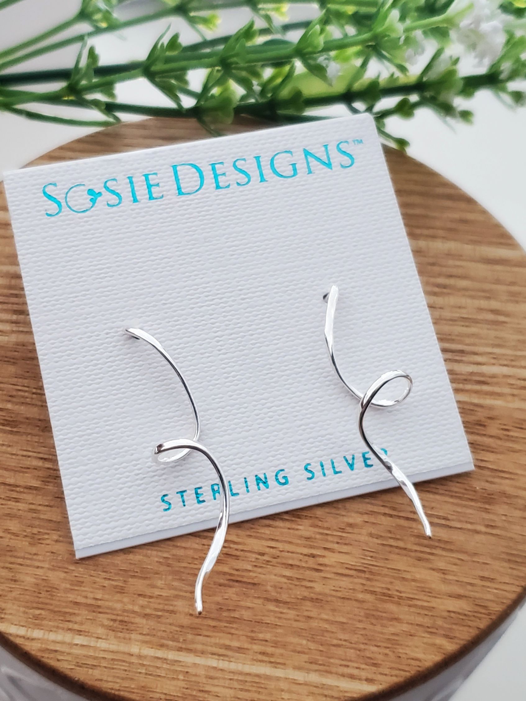 Silver Ribbon Twirl Studs