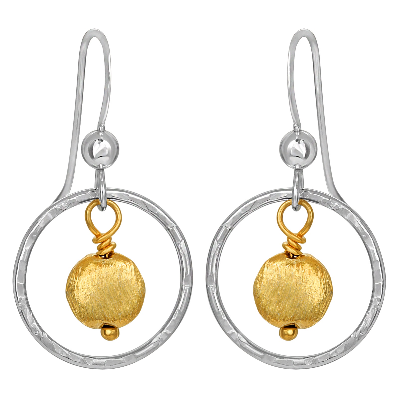 Two-Tone Hammered Earrings - Gold/Silver