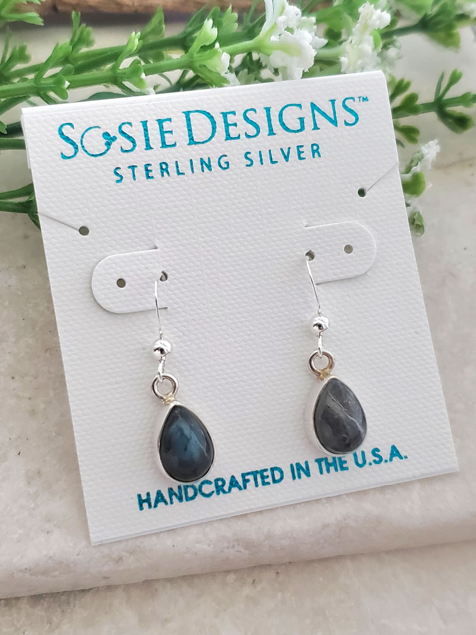 Sterling Silver Bezeled Teardrop Earring - Labradorite
