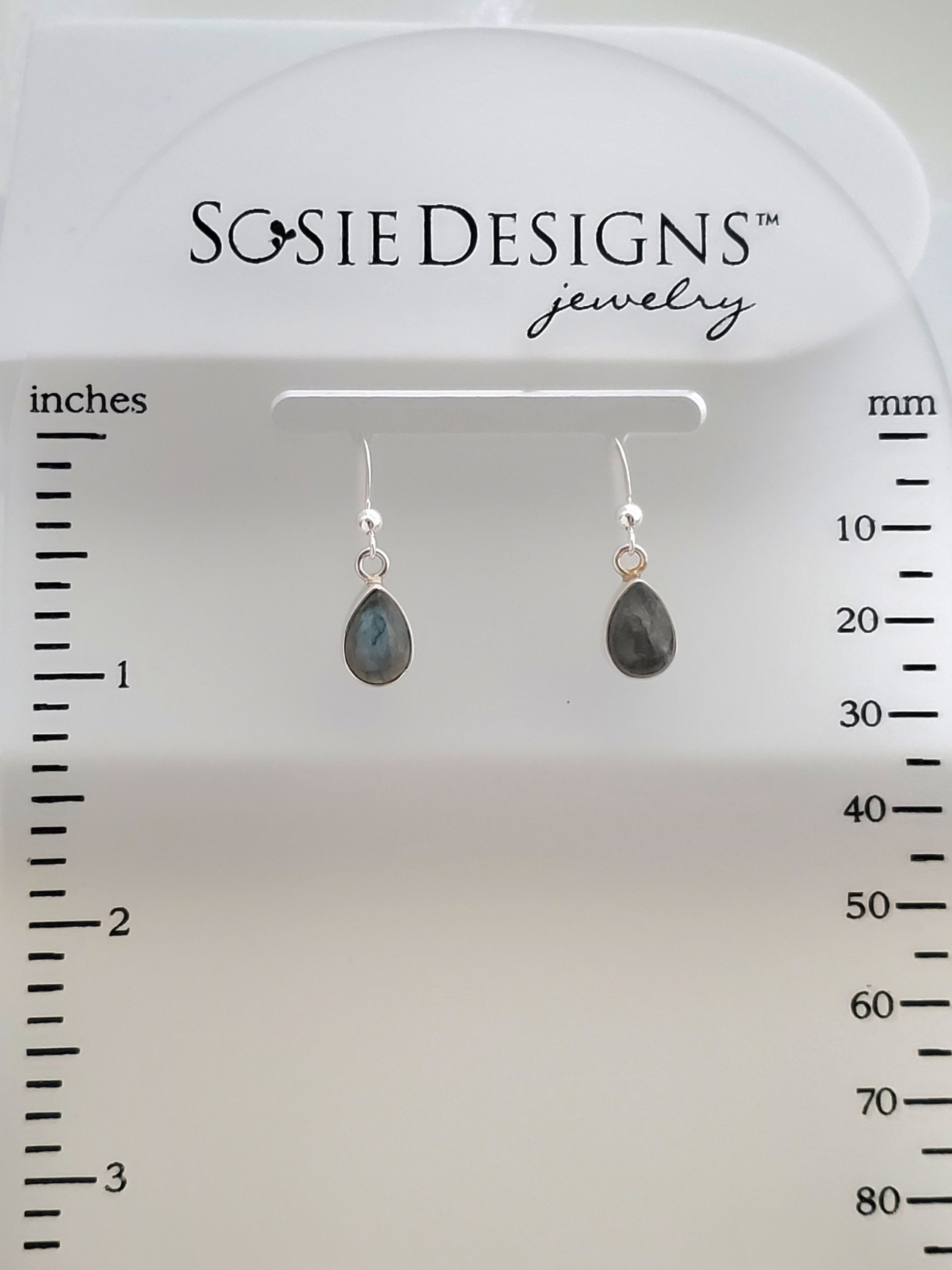 Sterling Silver Bezeled Teardrop Earring - Labradorite
