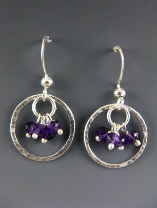 Gemstone Cluster Earrings in Amethyst