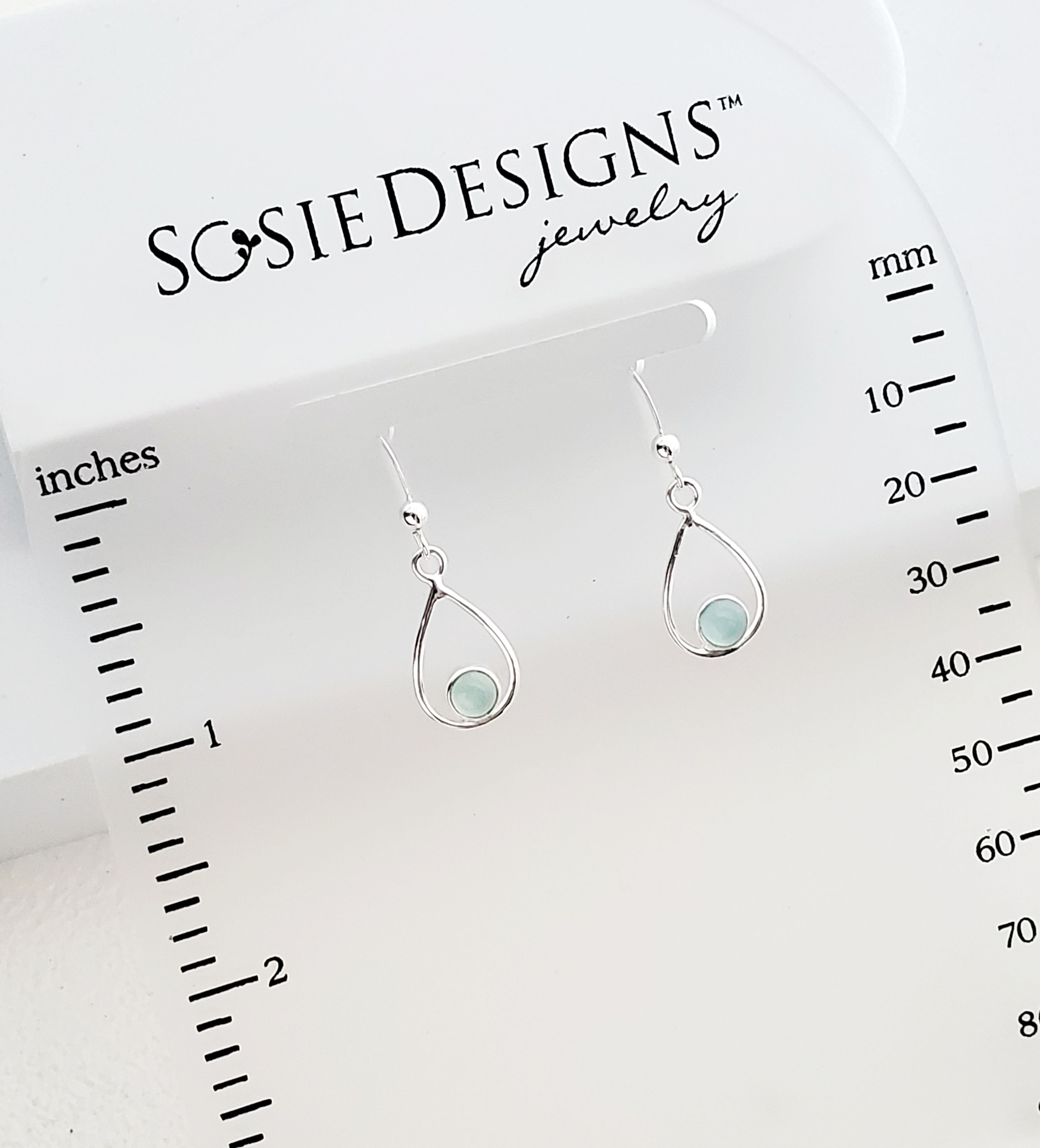 Sterling Silver Teardrop Earrings - Aqua Chalcedony