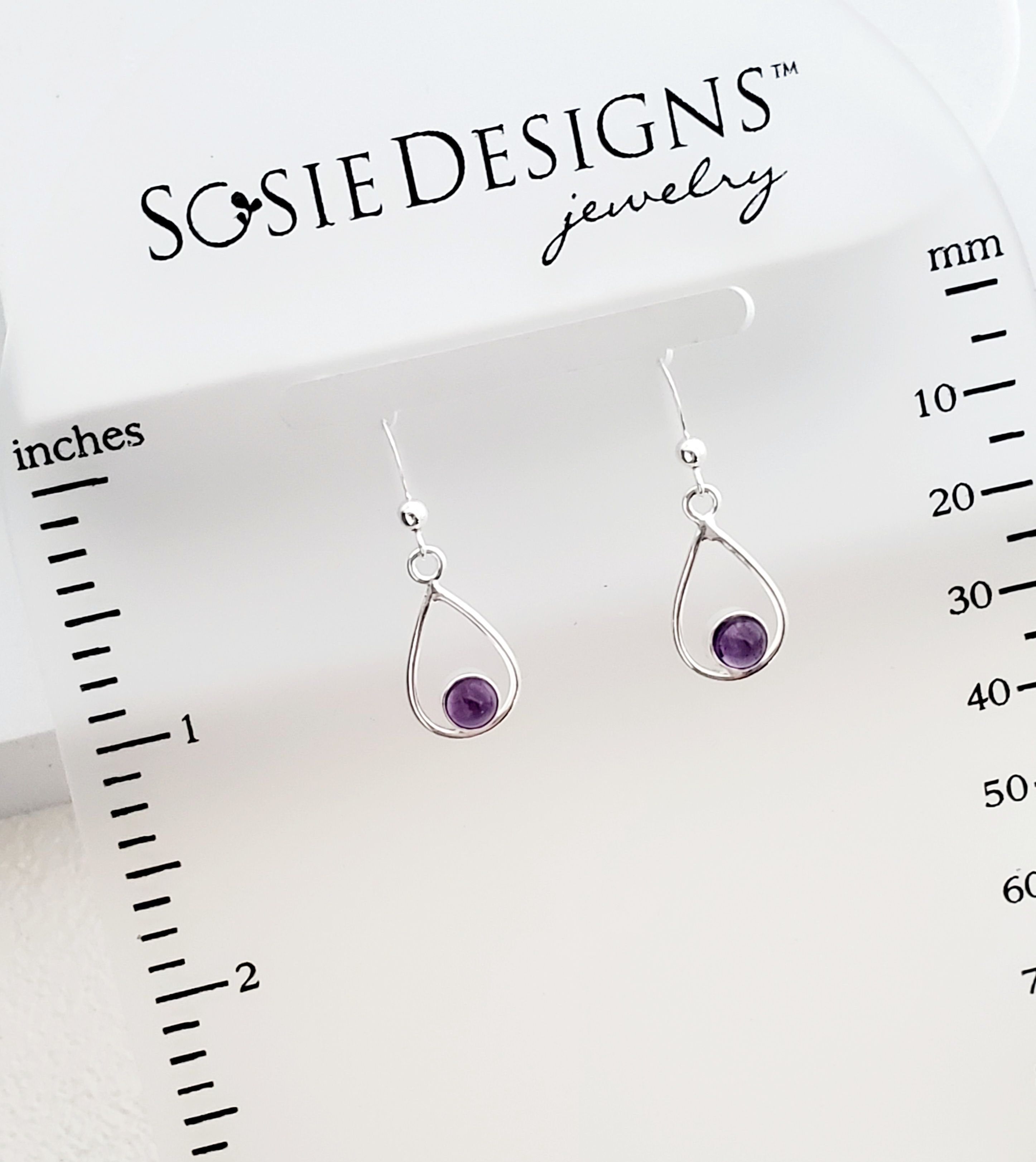 Sterling Silver Teardrop Earrings - Amethyst