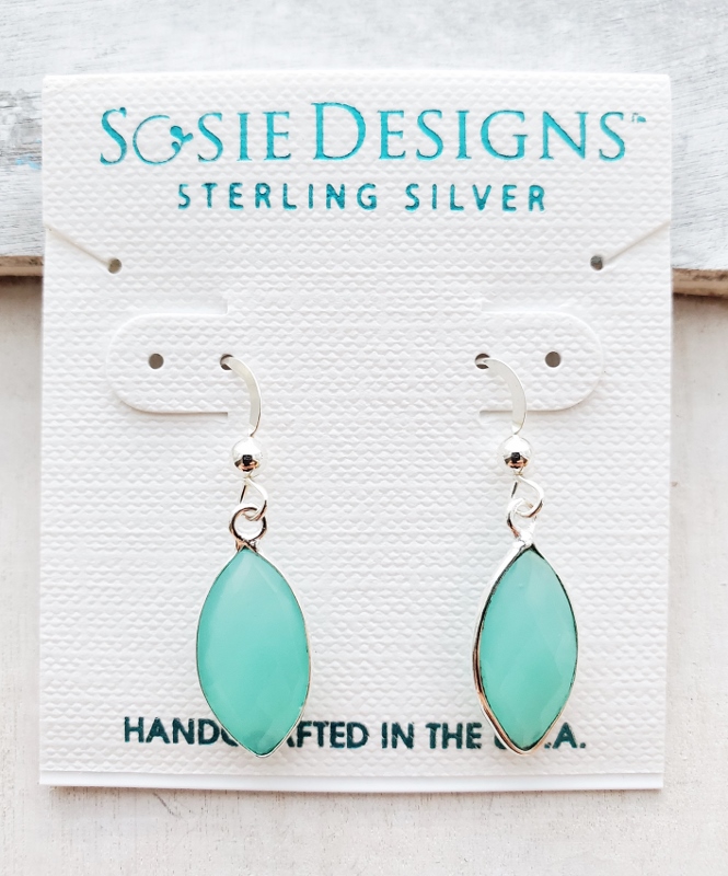 Silver Chalcedony Marquis Earrings