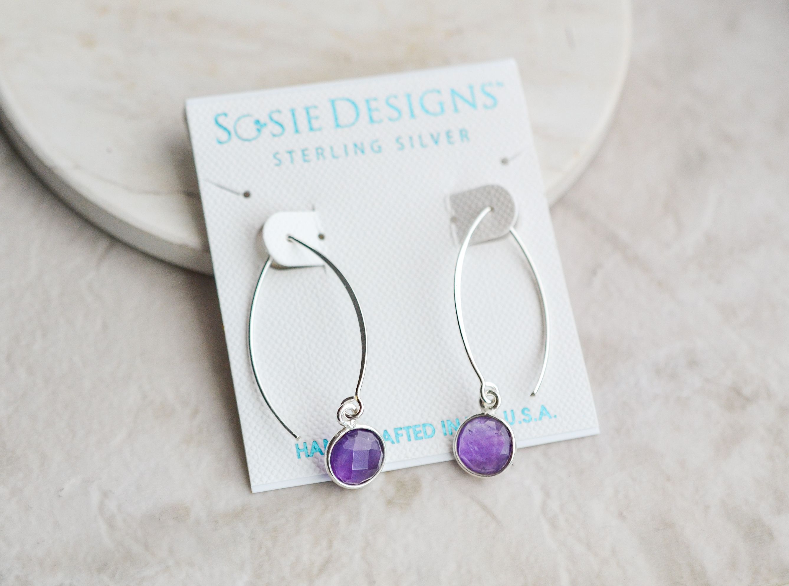 Silver Marquis Amethyst Earring