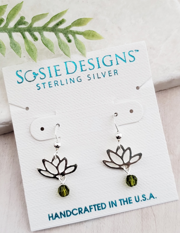Lotus Blooms Earrings in Olivine