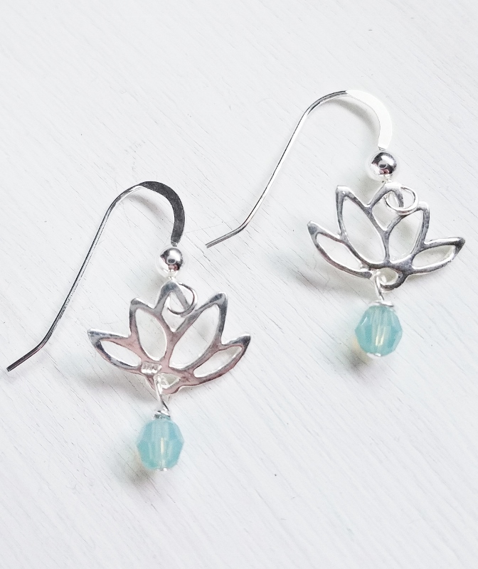Lotus Blooms Earrings in Pacific Opal