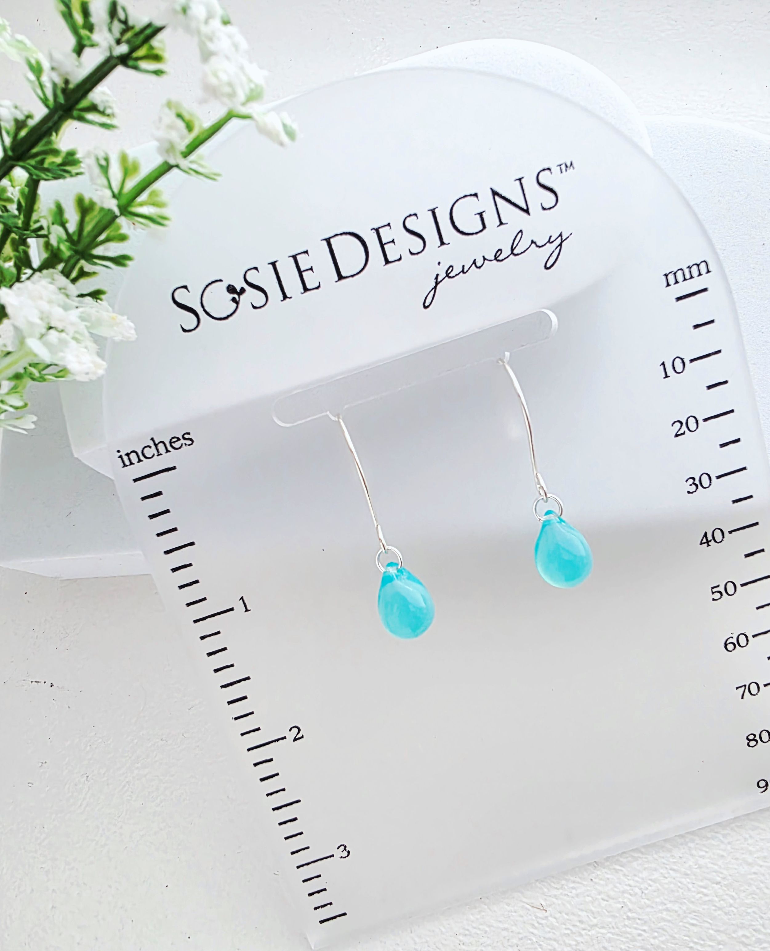 Glass Teardrop Earrings - Opal