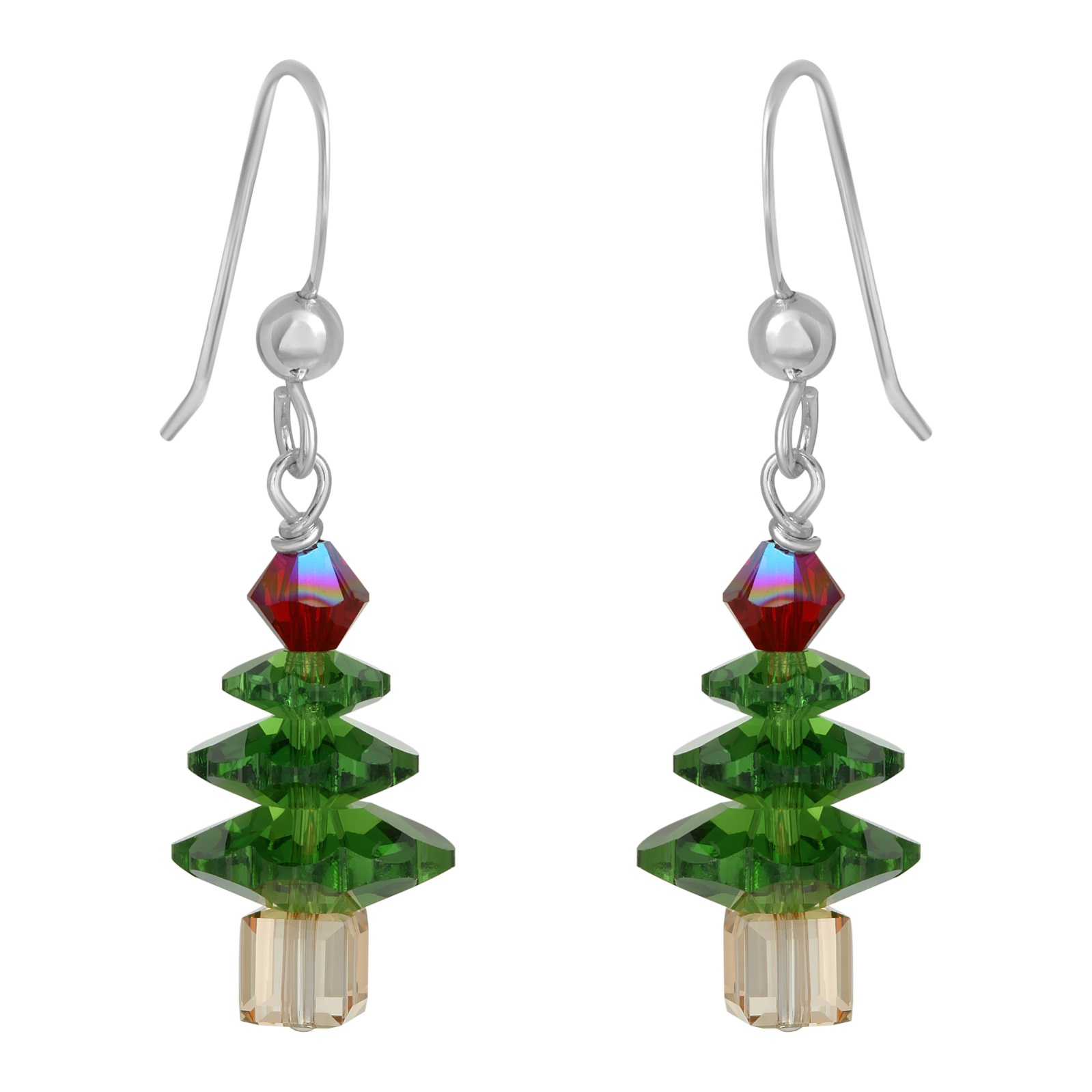 Christmas Tree Earrings Vintage Silver Tone Charm Earrings Christmas Earrings Xmas