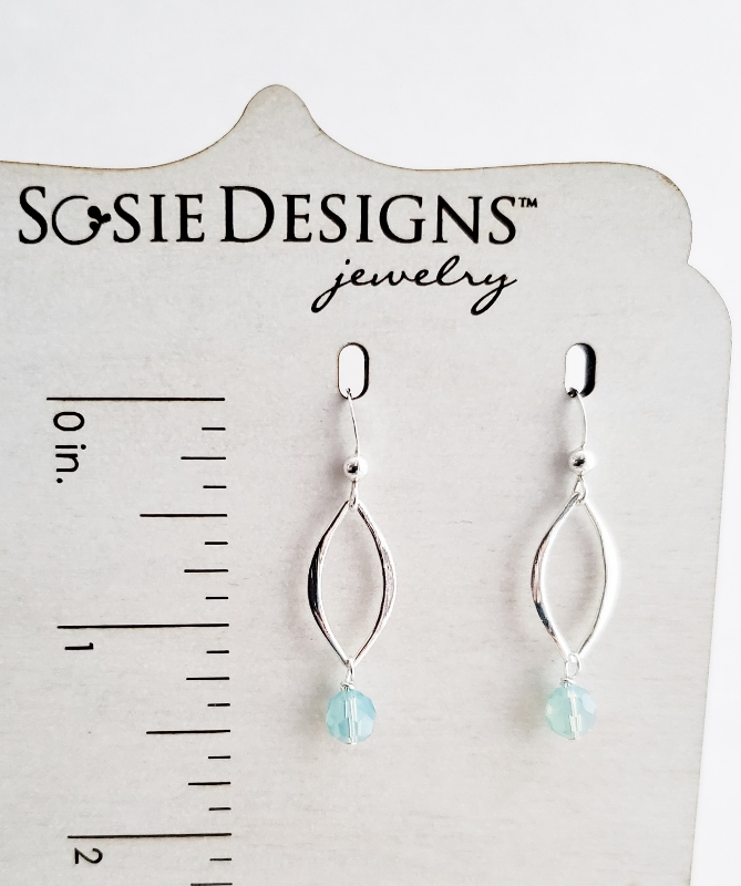 Silver Lotus Petals Pacific Opal Crystal Earrings