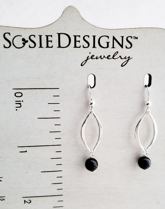 Silver Lotus Petal Crystal Pearls Earrings - Mystic Black