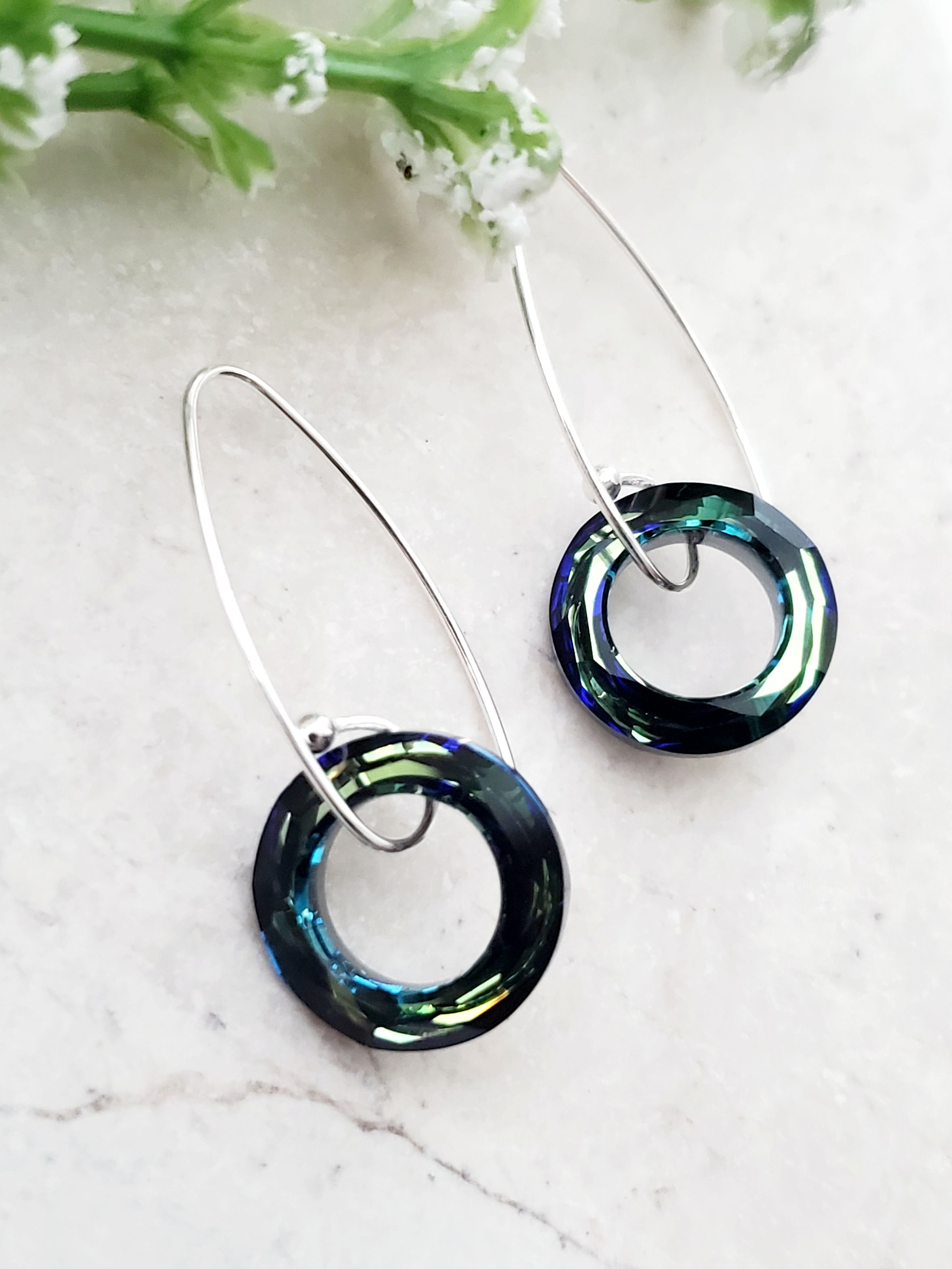 Marquis Halo Bermuda Blue Earring