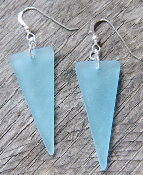 Eco Sea Glass Shield Earrings - Turquoise