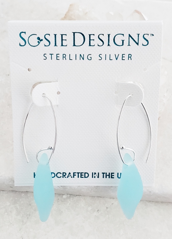 Eco Sea Glass Marquis Splash Earrings - Sea Foam