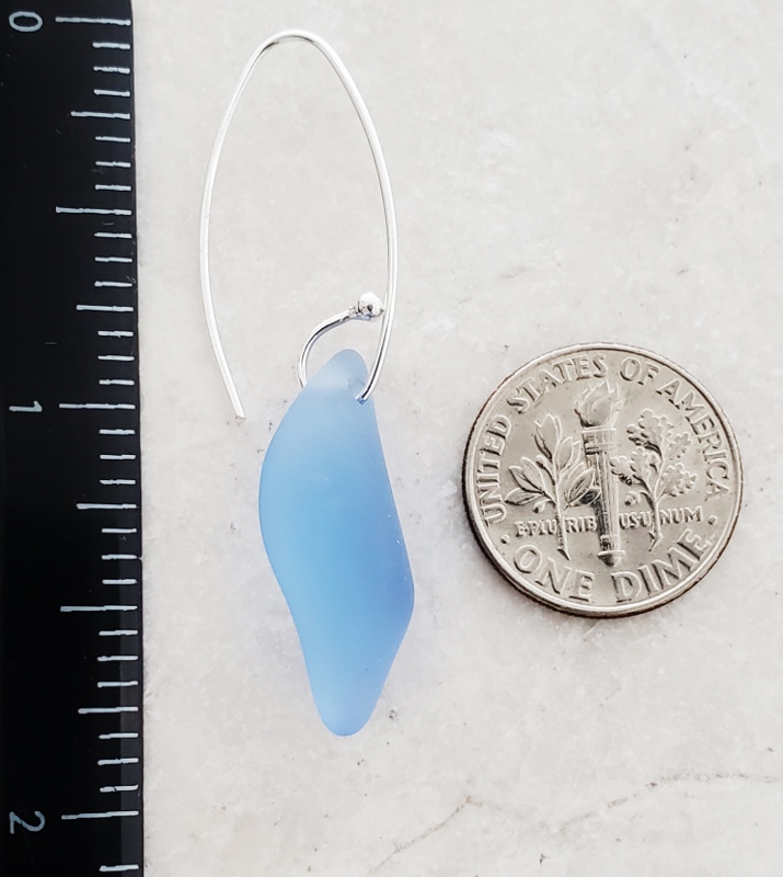 Eco Sea Glass Marquis Splash Earrings - Sapphire Blue