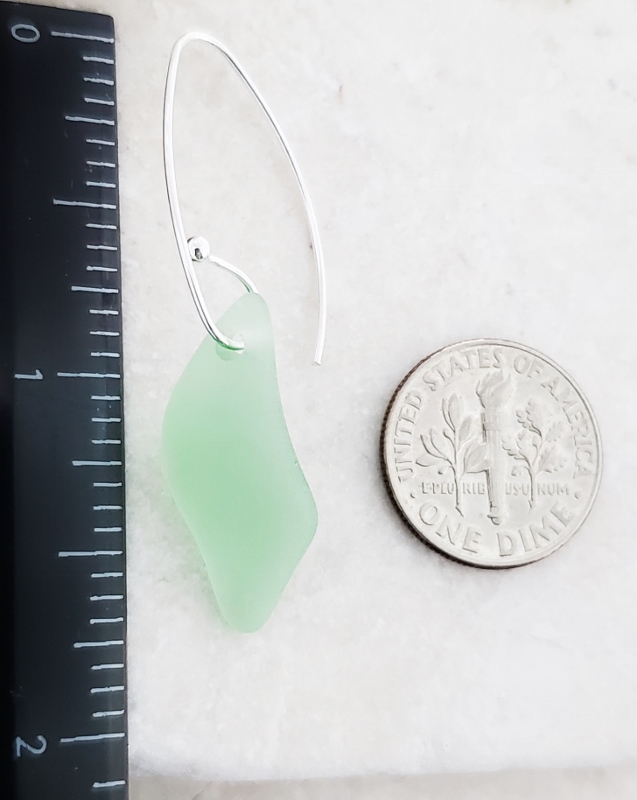 Eco Sea Glass Marquis Splash Earrings - Peridot Green