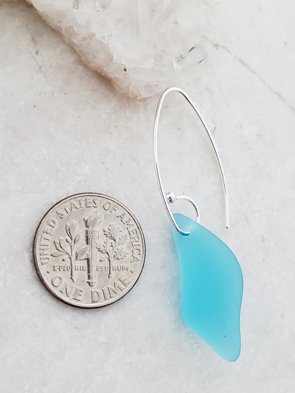 Eco Sea Glass Marquis Splash Earrings - Pacific Blue