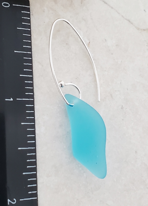 Eco Sea Glass Marquis Splash Earrings - Pacific Blue