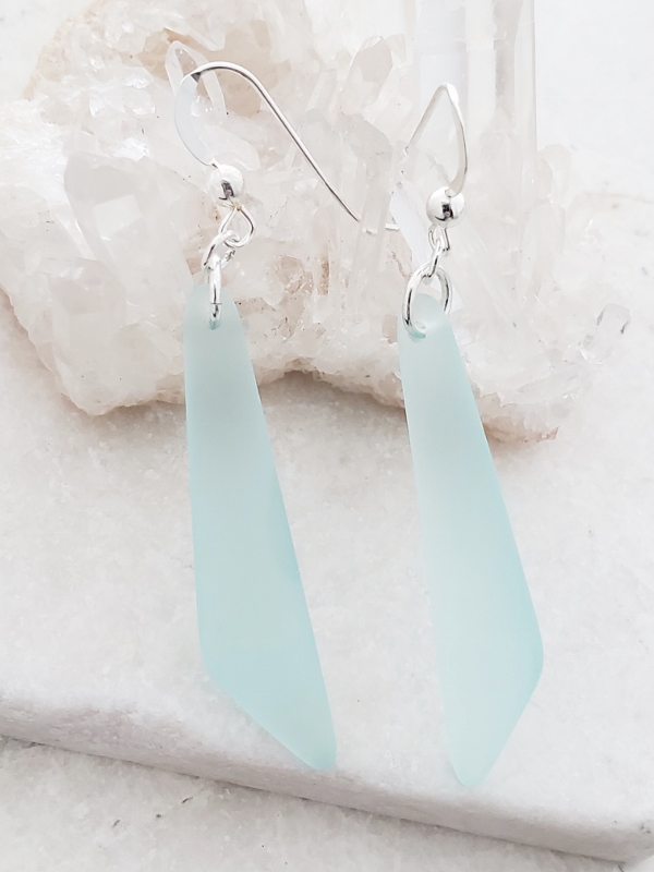 Cultured Sea Glass Paddle Earrings - Turquoise