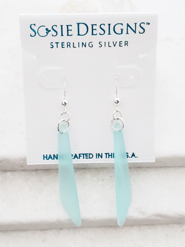 Cultured Sea Glass Paddle Earrings - Turquoise