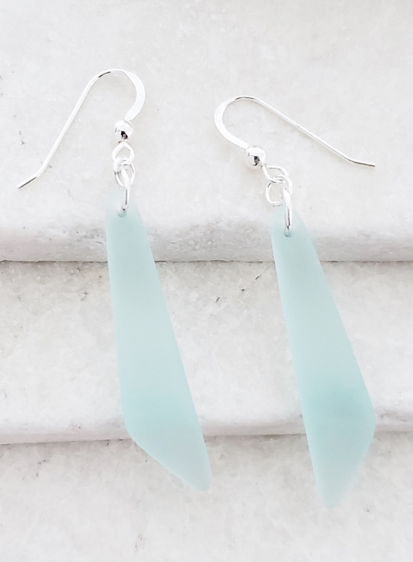 Cultured Sea Glass Paddle Earrings - Seafoam