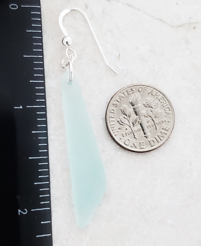 Cultured Sea Glass Paddle Earrings - Seafoam