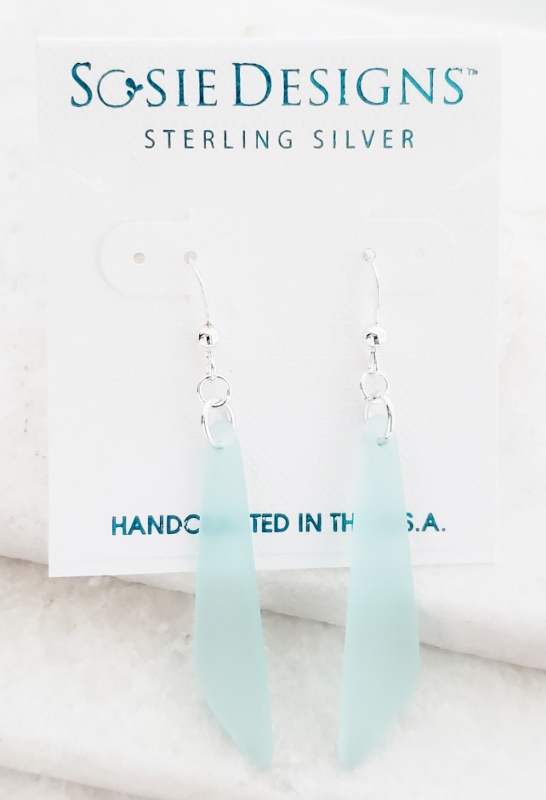 Cultured Sea Glass Paddle Earrings - Seafoam