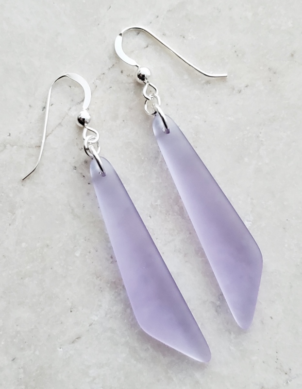 Cultured Sea Glass Paddle Earrings - Periwinkle