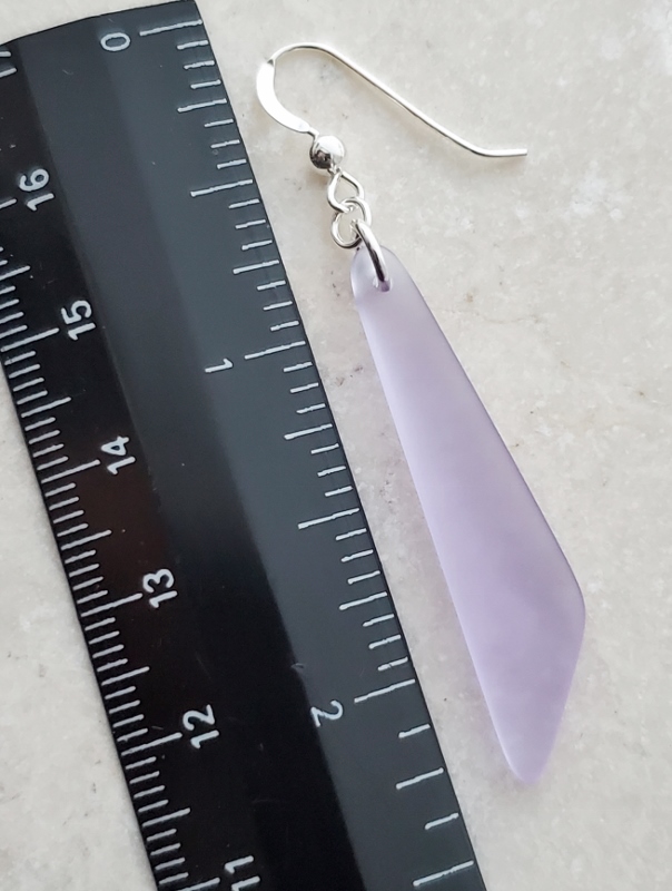 Cultured Sea Glass Paddle Earrings - Periwinkle