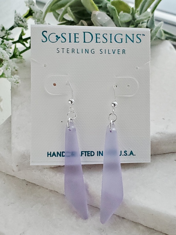 Cultured Sea Glass Paddle Earrings - Periwinkle