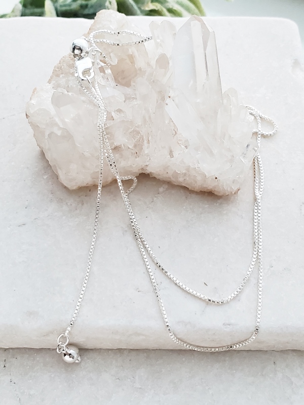 Sterling Silver Box Chain Adjustable w/ Lobster Clasp