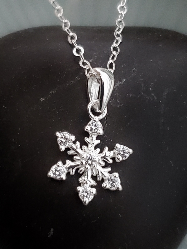 Silver CZ Snowflake Necklace