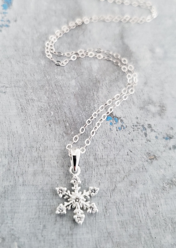 Silver CZ Snowflake Necklace
