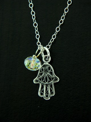 Hamsa Hand Silver Necklace
