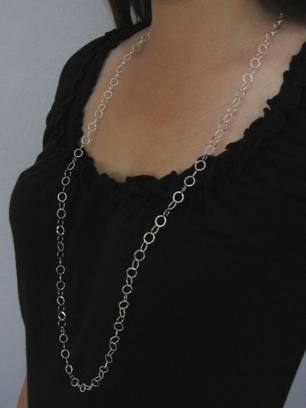 36" Sterling Silver Diamond Cut Small Circle Necklace