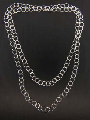 36" Sterling Silver Diamond Cut Small Circle Necklace