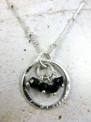 Gemstone Cluster Necklace in Black Spinel