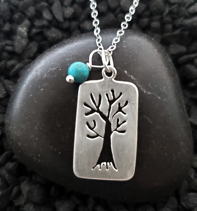 Silver Brushed Tree of Life Necklace