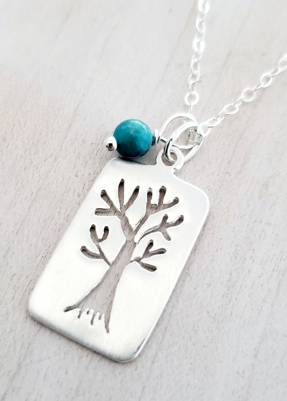 Silver Brushed Tree of Life Necklace