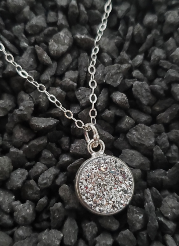 Silver Bezel Druzy Necklace - Silver