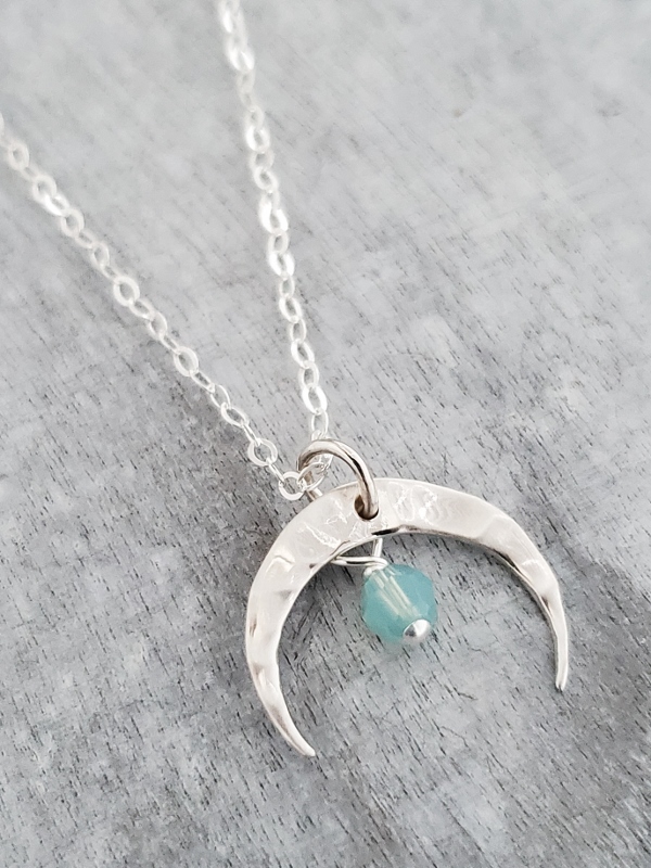 Wholesale Handmade Sterling Silver Hammered Crescent Moon Necklace ...